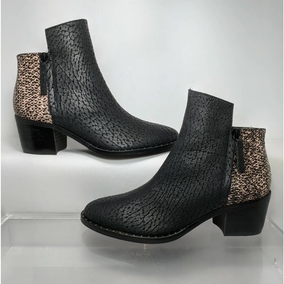 Freda Salvador Shoes - Frēda Salvador Animal Song Double-zip Pebbled Leather & Snake-print Ankle Boot